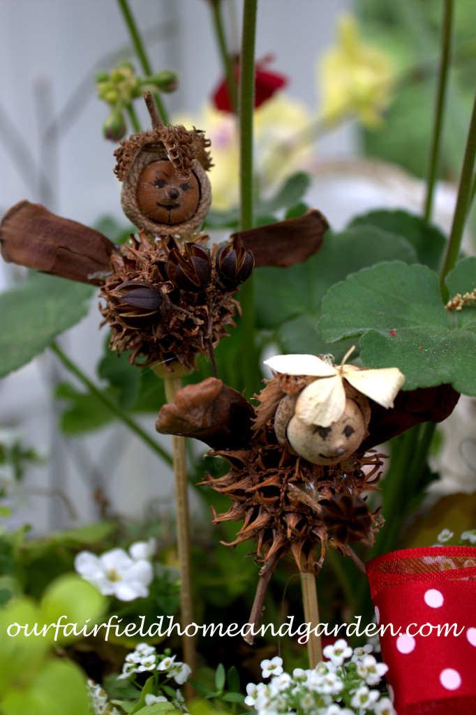 Fairy Plant Pokes https://ourfairfieldhomeandgarden.com/diy-project-making-fairies-from-natural-materials/