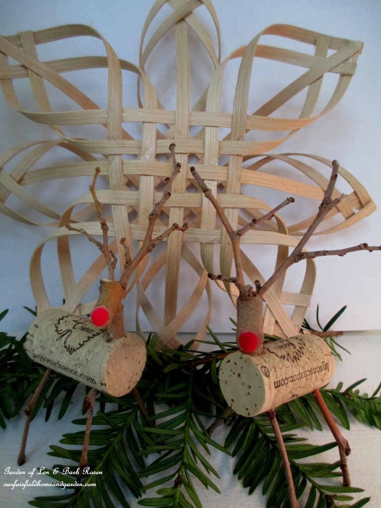 Twig & Cork Reindeer https://ourfairfieldhomeandgarden.com/enjoy-a-bottle-of-wine-and-make-a-twig-cork-reindeer/