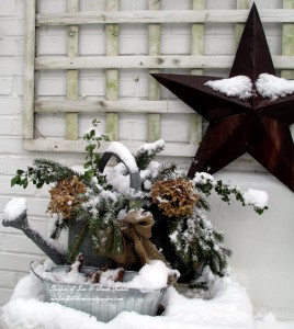 Winter Potting Sink https://ourfairfieldhomeandgarden.com/winter-wonderland-it-finally-snowed/