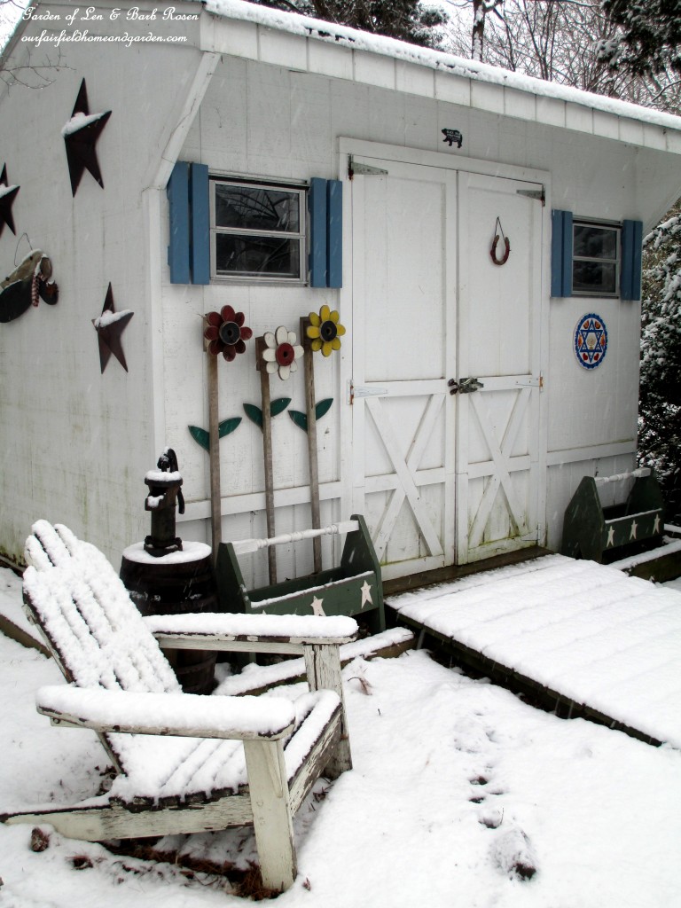 Our Garden Shed in the snow https://ourfairfieldhomeandgarden.com/winter-wonderland-it-finally-snowed/