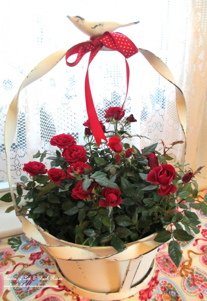 red roses symbolize love https://ourfairfieldhomeandgarden.com/be-my-valentine-valentine-decor/