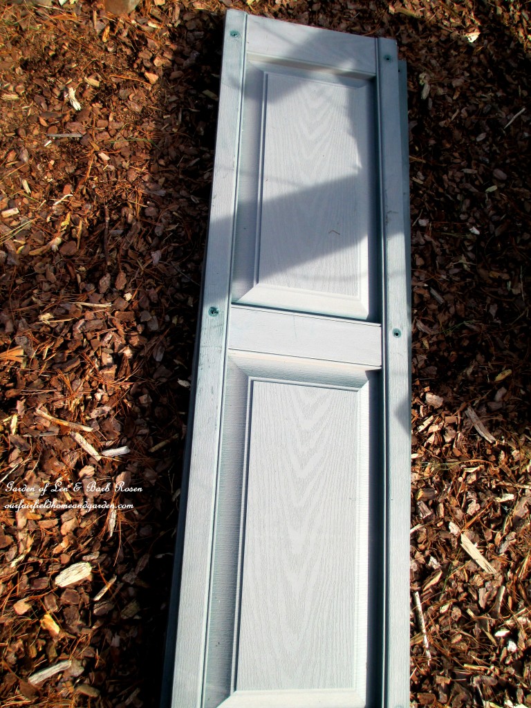 one of the ten shutters I got from my neighbor's trash https://ourfairfieldhomeandgarden.com/diy-project-raised-beds-for-free/
