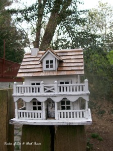 Fancy birdhouse https://ourfairfieldhomeandgarden.com/its-all-about-the-birds-birdfeeders-birdbaths-and-birdhouses-in-our-garden/