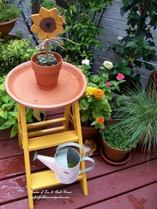 Step Stool Birdbath https://ourfairfieldhomeandgarden.com/its-all-about-the-birds-birdfeeders-birdbaths-and-birdhouses-in-our-garden/