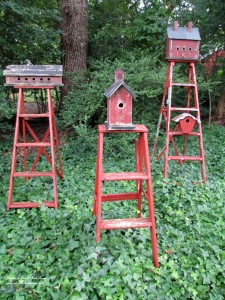 Birdhouse Ladders https://ourfairfieldhomeandgarden.com/its-all-about-the-birds-birdfeeders-birdbaths-and-birdhouses-in-our-garden/