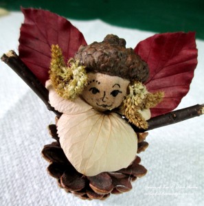 Step 5 ~ glue on leaf wings https://ourfairfieldhomeandgarden.com/diy-project-fairies-for-free/