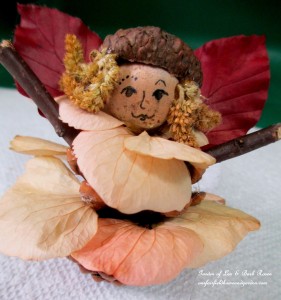Step 6 ~ Glue on petals for skirt https://ourfairfieldhomeandgarden.com/diy-project-fairies-for-free/