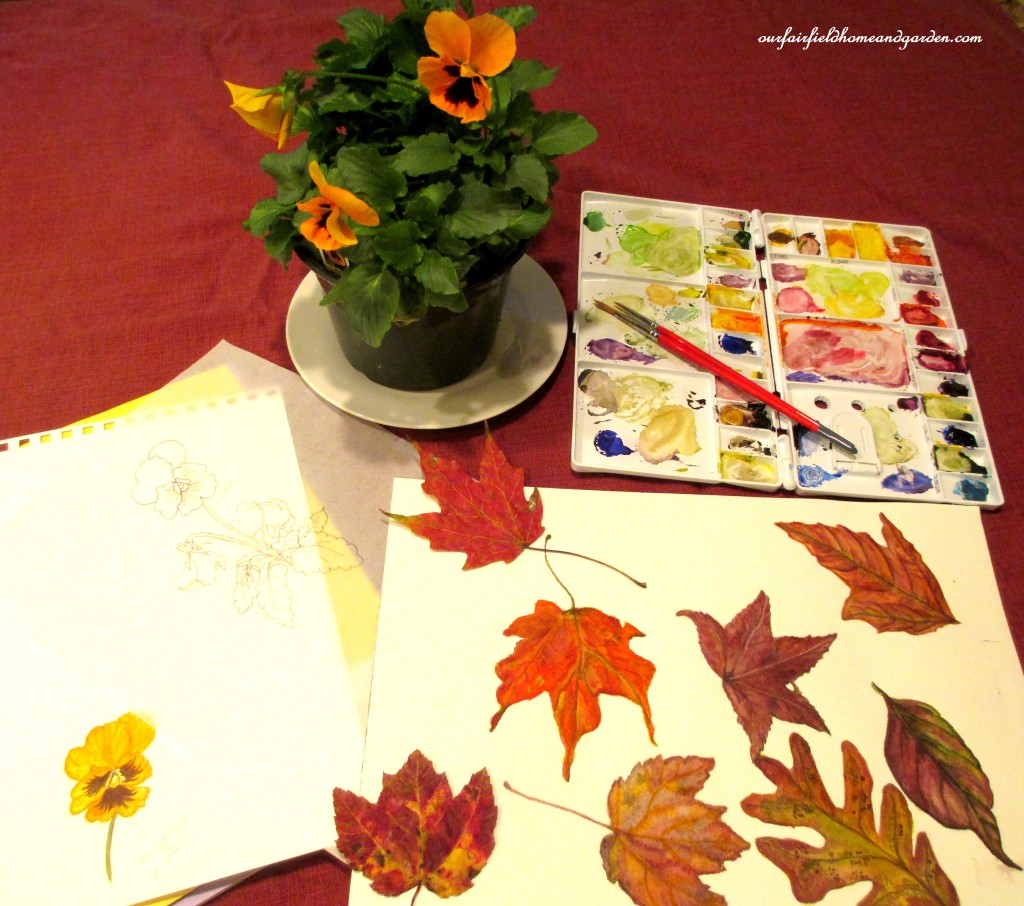 Fall leaves painted in water color https://ourfairfieldhomeandgarden.com/diy-tucking-the-garden-in-for-the-winter-at-our-fairfield-home-garden/