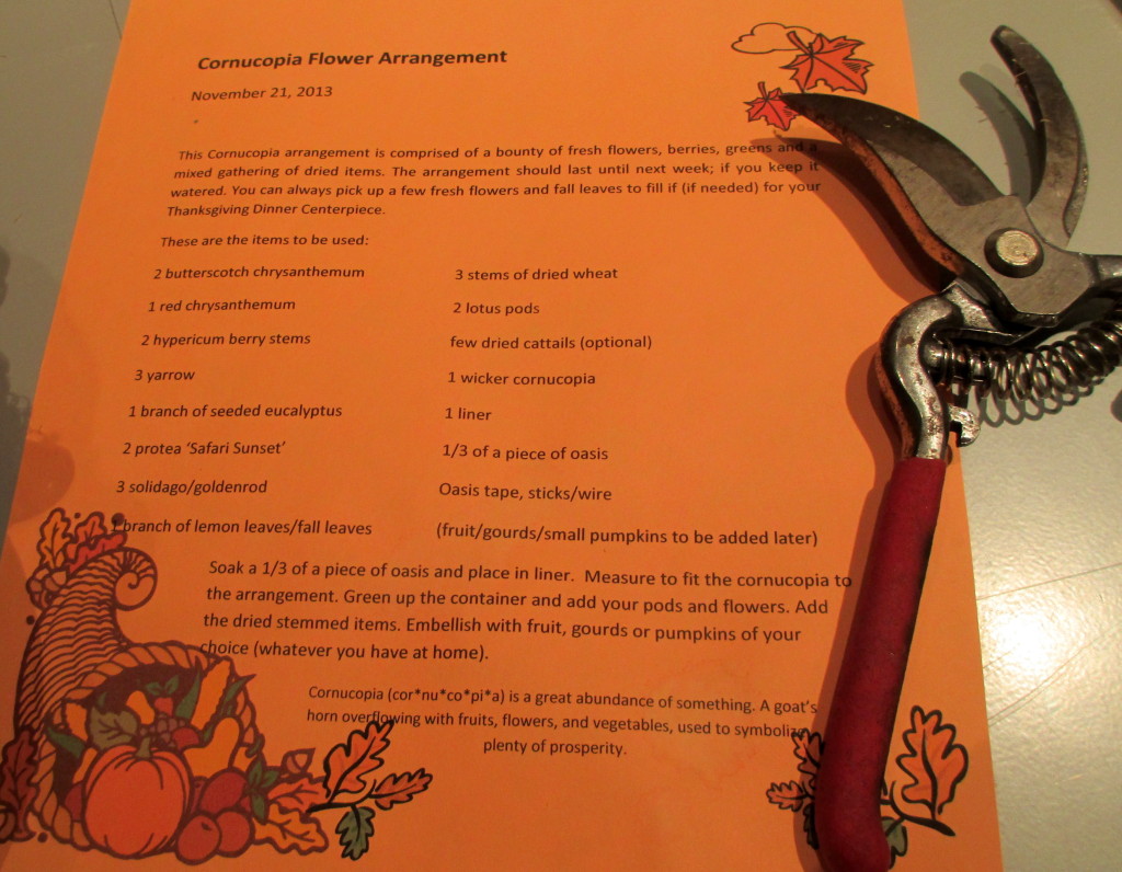 https://ourfairfieldhomeandgarden.com/diy-thanksgiving-cornucopia/ Here's the materials you will need to create a Thanksgiving Dinner Centerpiece of your own at home!