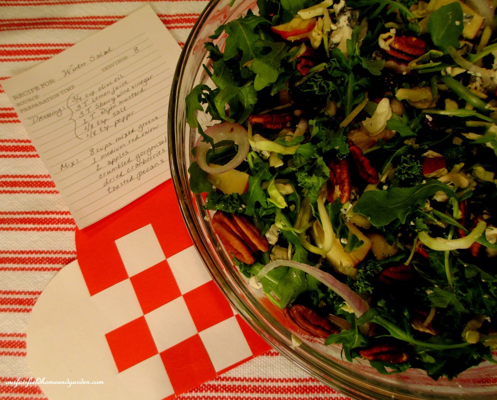 Winter Salad https://ourfairfieldhomeandgarden.com/valentines-day-recipes-heart-healthy-winter-salad-mini-berry-bundt-cakes/