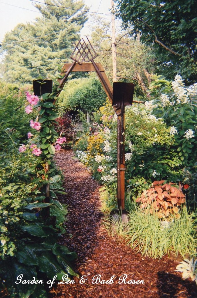 Rusty Tool Arbor https://ourfairfieldhomeandgarden.com/a-trip-down-memory-lane-my-former-garden/