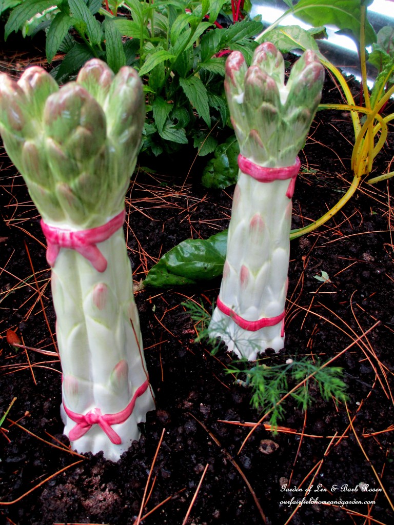 Candle Holders as garden accents! https://ourfairfieldhomeandgarden.com/kitschy-kitchen-garden-accents/