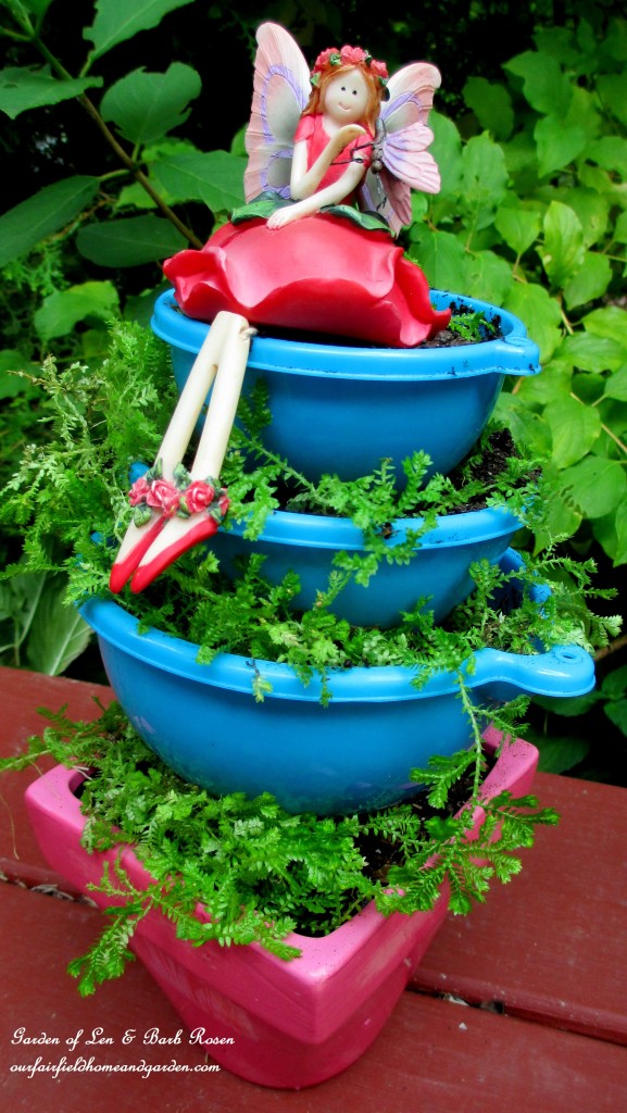 Tiered Funnel Planter https://ourfairfieldhomeandgarden.com/kitschy-kitchen-garden-accents/