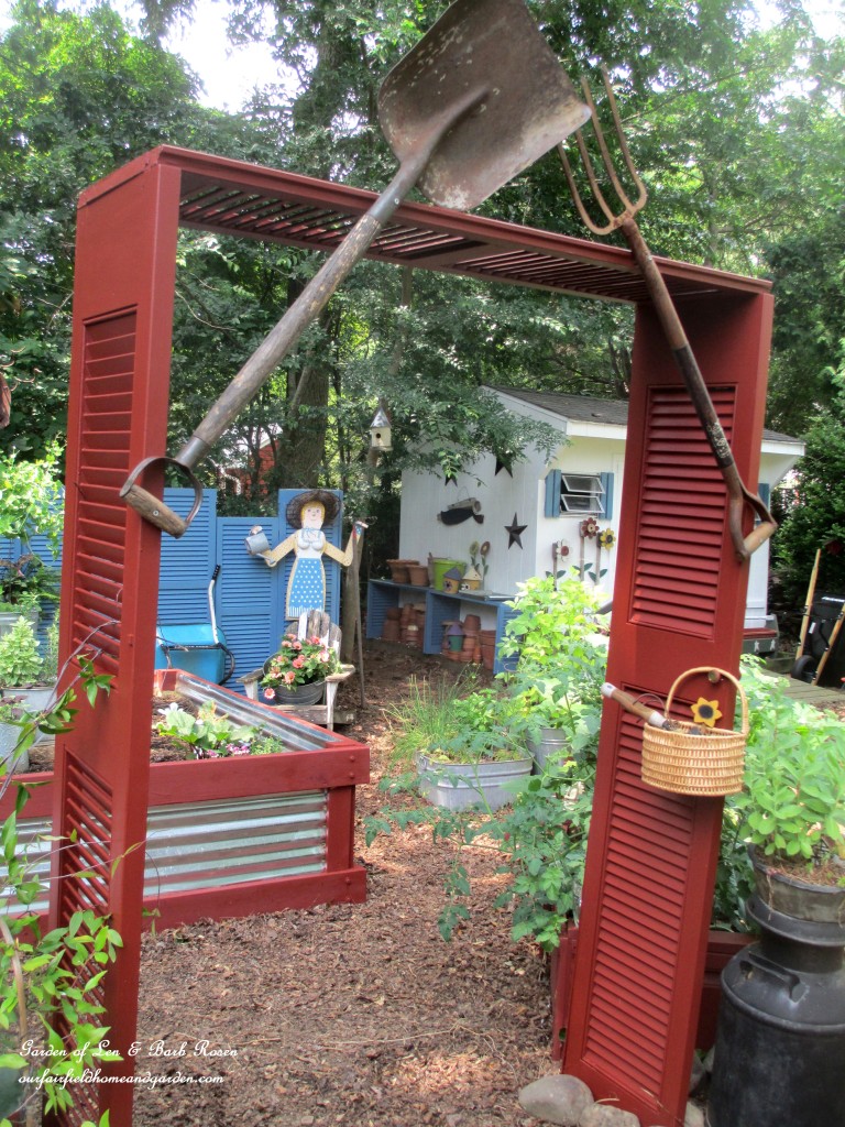 Salvaged Shutter Arbor https://ourfairfieldhomeandgarden.com/salvaged-build-a-shutter-arbor/