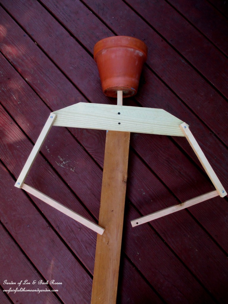 Scarecrow Frame https://ourfairfieldhomeandgarden.com/diy-project-wood-scrap-scarecrow-my-garden-maiden/