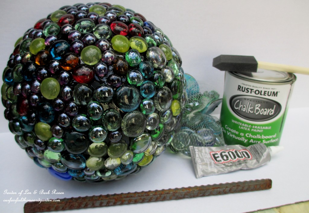 Bowling Ball Garden Accent https://ourfairfieldhomeandgarden.com/diy-project-bowling-ball-garden-accent/