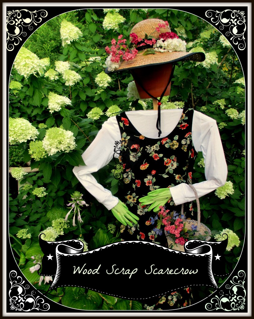 Wood Scrap Scarecrow https://ourfairfieldhomeandgarden.com/diy-project-wood-scrap-scarecrow-my-garden-maiden/
