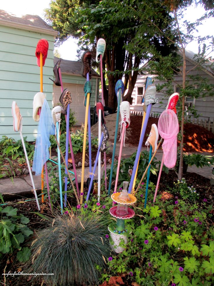 Garden Shoes https://ourfairfieldhomeandgarden.com/unexpected-garden-accents/