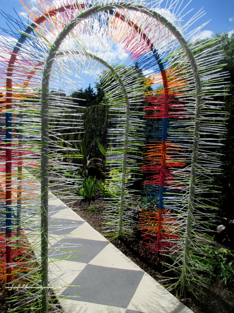 Zip Tie Arbor https://ourfairfieldhomeandgarden.com/unexpected-garden-accents/