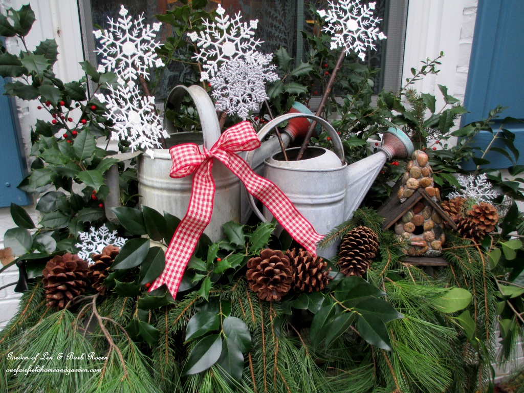 Rustic Wateringcans Windowbox https://ourfairfieldhomeandgarden.com/rustic-watering-cans-windowboxes-more/