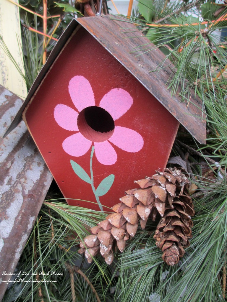 Flower Birdhouse https://ourfairfieldhomeandgarden.com/valentines-day-windowboxes/