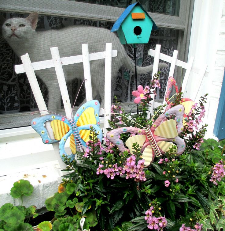 Winowbox with Geraniums and Angelonia https://ourfairfieldhomeandgarden.com/spring-windowboxes/