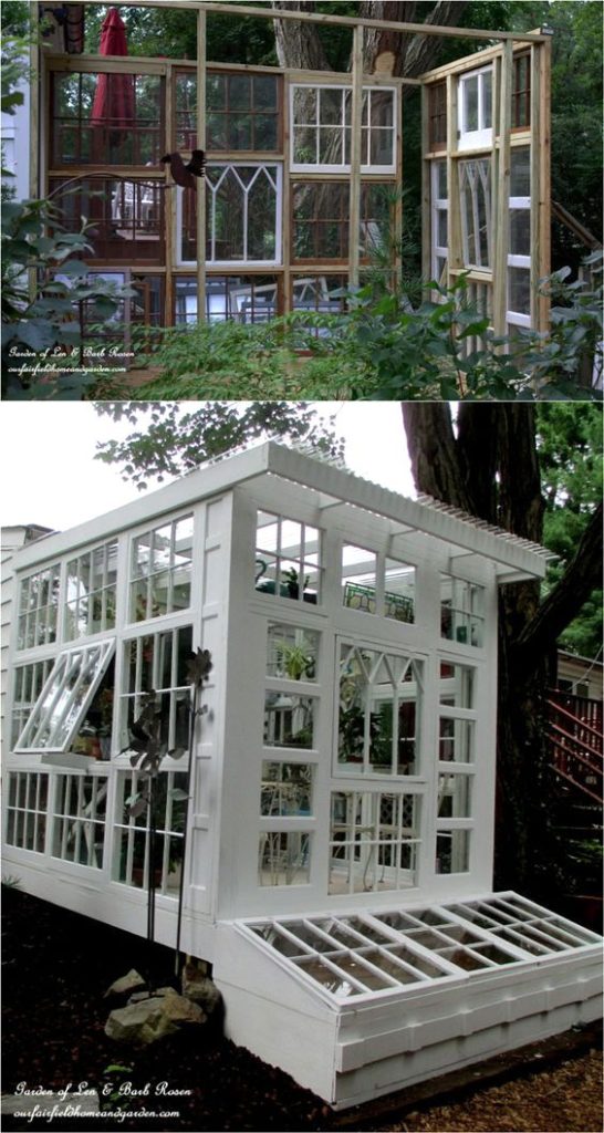 Our Fairfield Home and Garden's Repurposed Greenhouse https://ourfairfieldhomeandgarden.com/building-a-repurposed-windows-greenhouse/