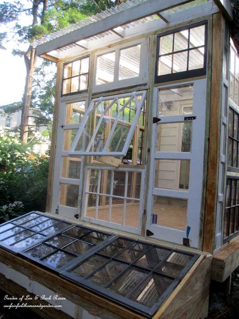 Repurposed Windows Greenhouse https://ourfairfieldhomeandgarden.com/building-a-repurposed-windows-greenhouse/