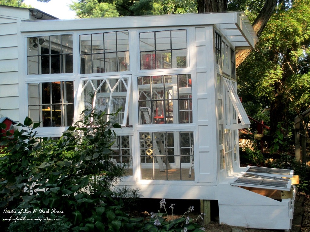 Repurposed Windows Greenhouse https://ourfairfieldhomeandgarden.com/building-a-repurposed-windows-greenhouse/
