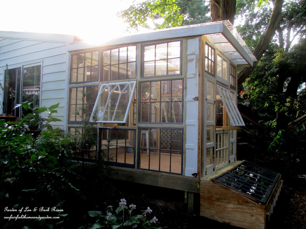Repurposed Windows Greenhouse https://ourfairfieldhomeandgarden.com/building-a-repurposed-windows-greenhouse/