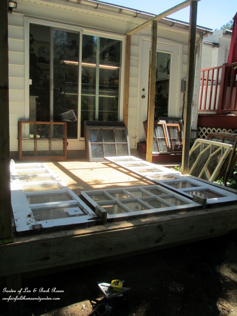 Repurposed Windows Greenhouse https://ourfairfieldhomeandgarden.com/building-a-repurposed-windows-greenhouse/