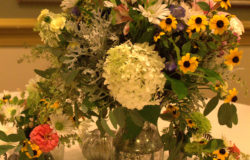 Wedding Flowers in DIY Faux Mercury Glass Vases
