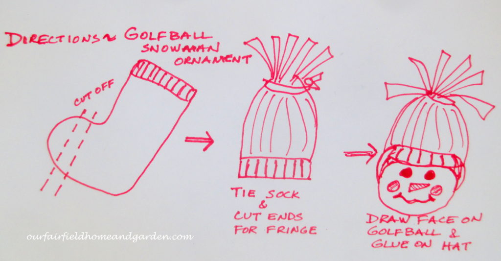 Snowman Ornaments ~ from golf balls! https://ourfairfieldhomeandgarden.com/snowman-ornaments-from-golfballs/