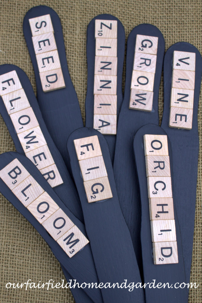 Scrabble Tile Plant Labels https://ourfairfieldhomeandgarden.com/scrabble-tile-plant-labels/