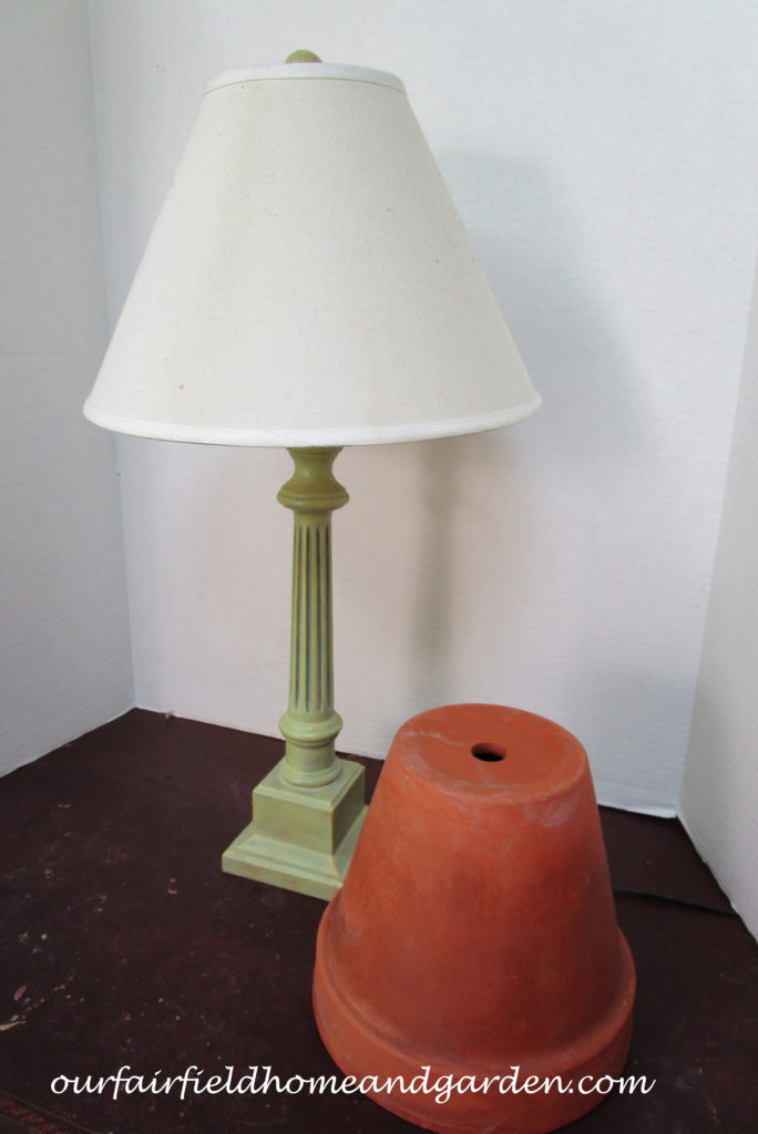 Flower Pot Lamp Shade https://ourfairfieldhomeandgarden.com/lamps-with-a-gardeners-touch/